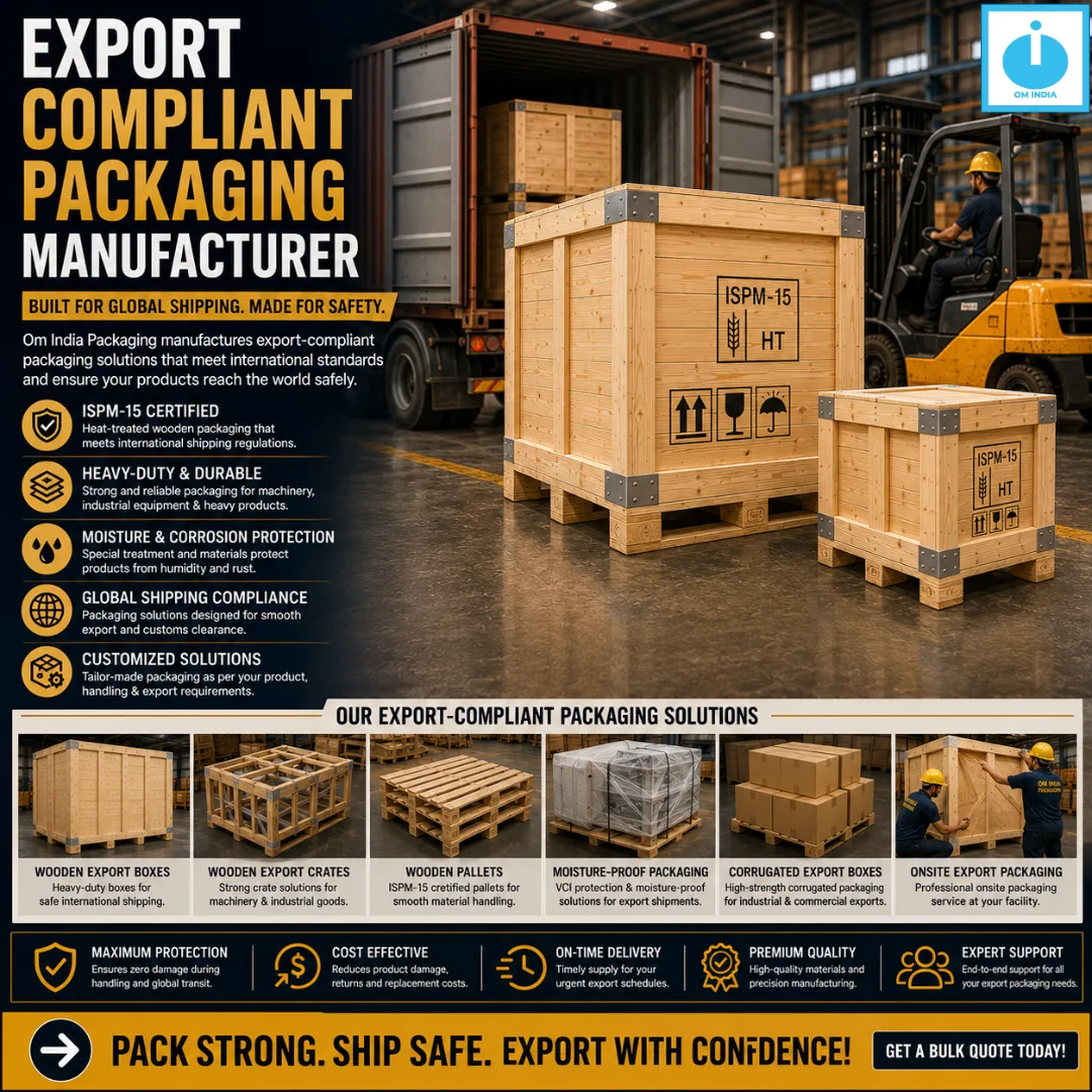 Export Compliant Packaging Manufacturer | Reliable Industrial Export Packaging Solutions by Om India