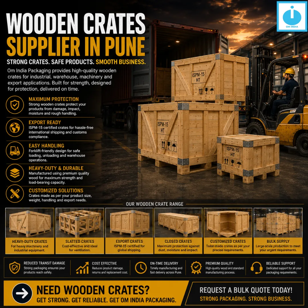 Wooden Crates Supplier in Pune | Heavy-Duty Industrial & Export Packaging Solutions by Om India