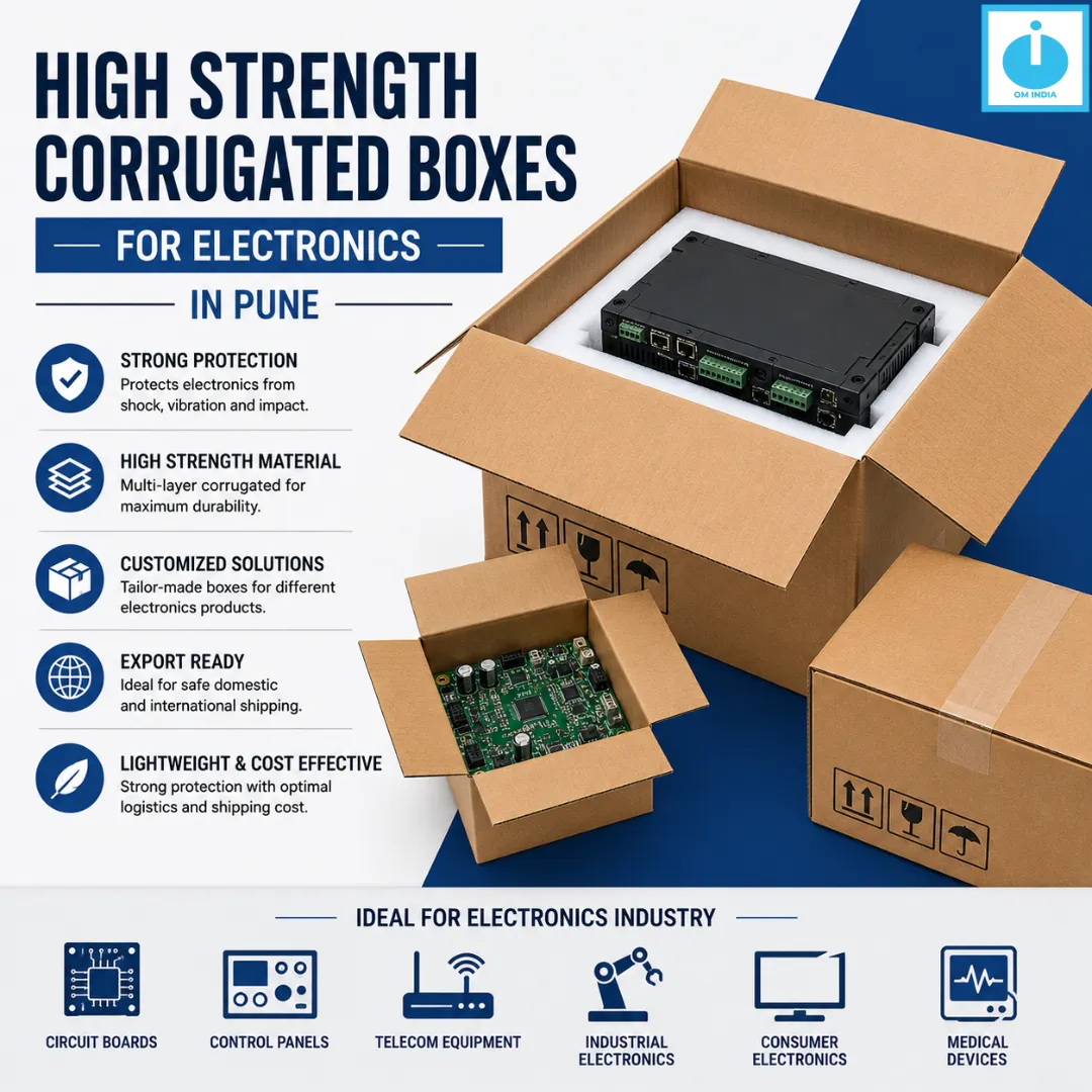 High Strength Corrugated Boxes for Electronics in Pune | Om India Packaging