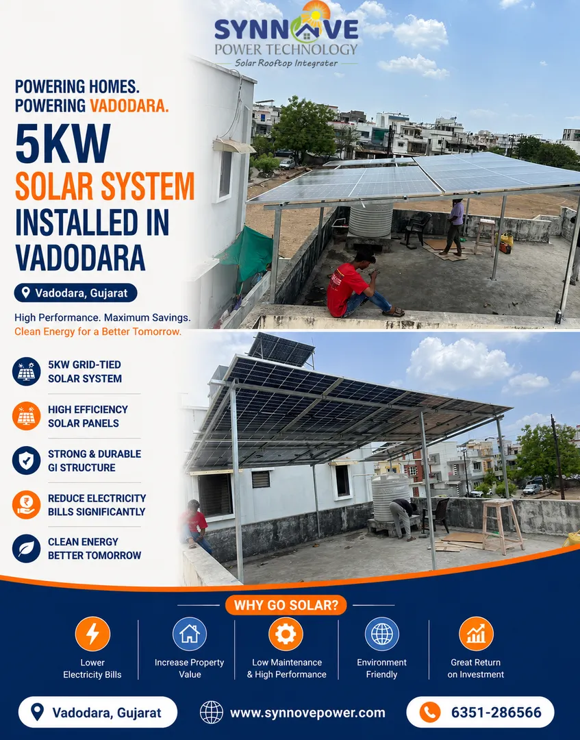 5kW Rooftop Solar Installation Successfully Completed in Vadodara