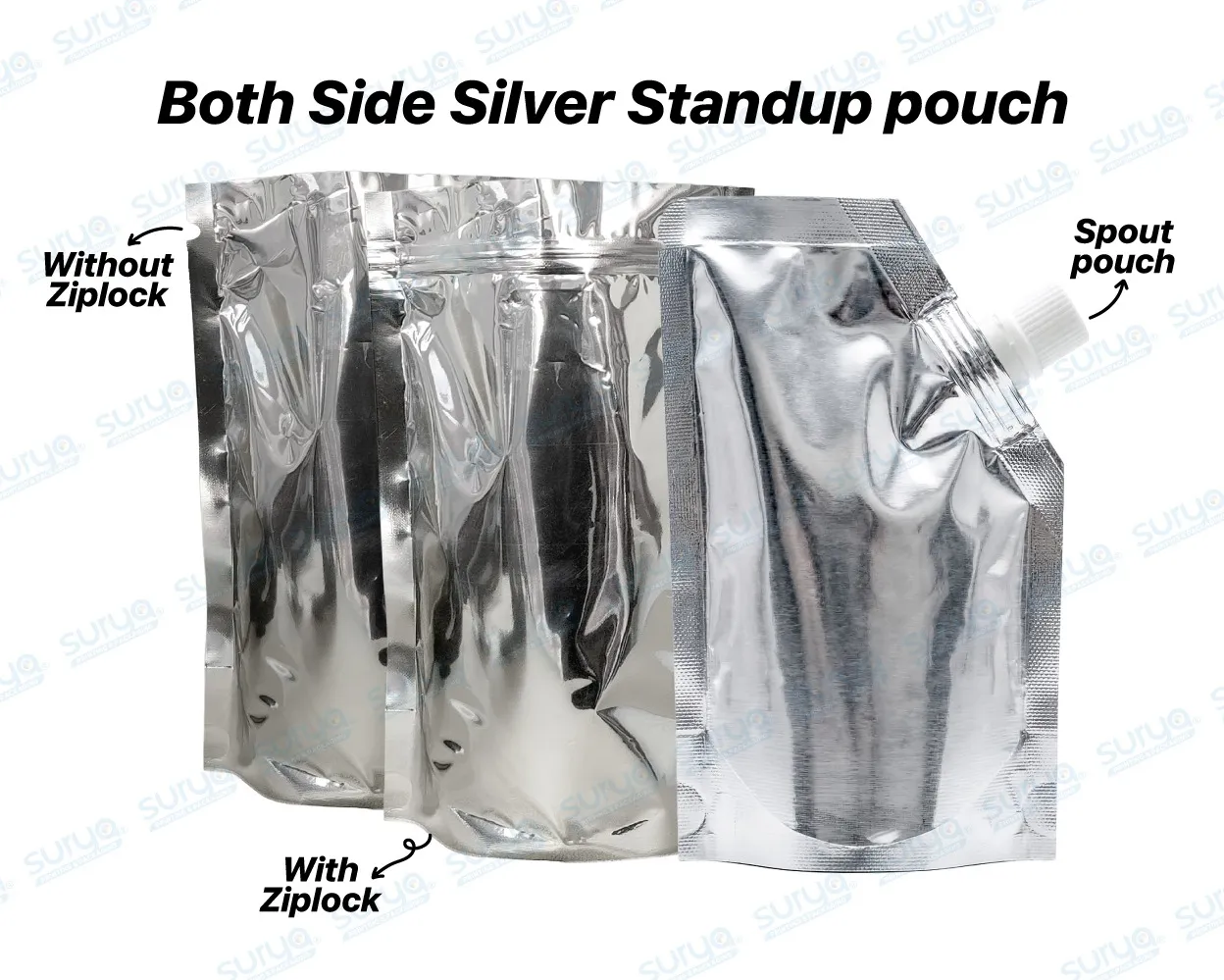 Plain Silver Metallic Pouches, Zipper Pouches & Silver Spout Pouches in Coimbatore
