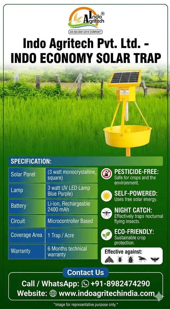 INDO ECONOMY SOLAR TRAP (Solar Rechargeable Battery with UV Led Light)