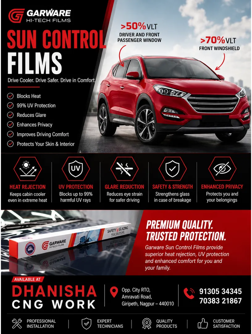 š”ļø Garware Sun Control Films Installation in Nagpur | Premium Car Window Films ā Dhanisha CNG Work
