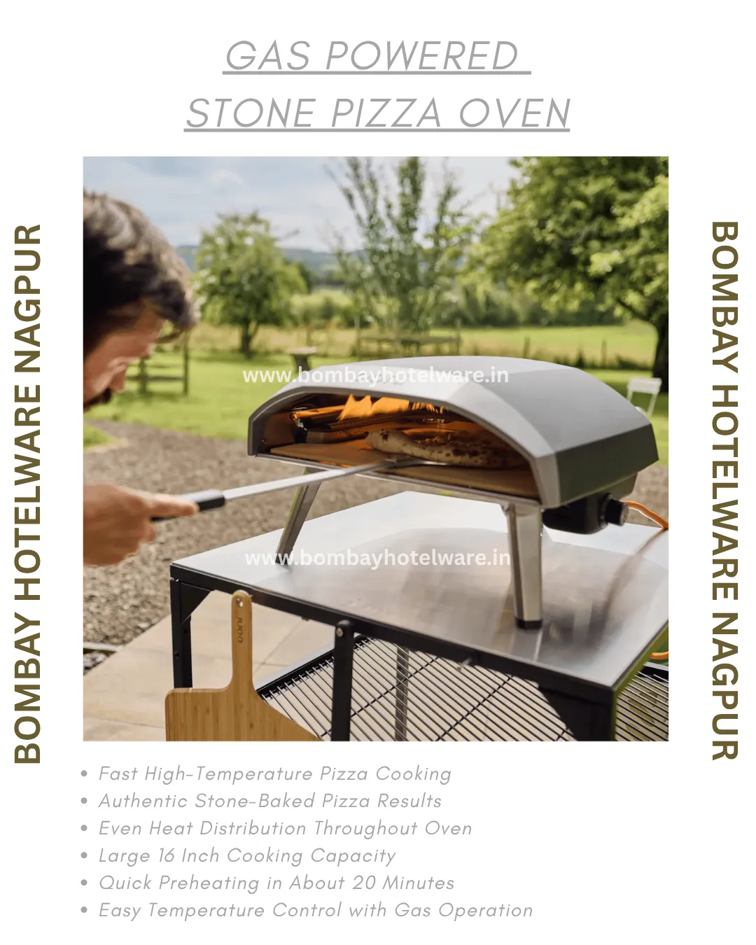 16 Inch Gas Powered Pizza Oven | Commercial Outdoor Stone Pizza Oven by Bombay Hotelware Nagpur