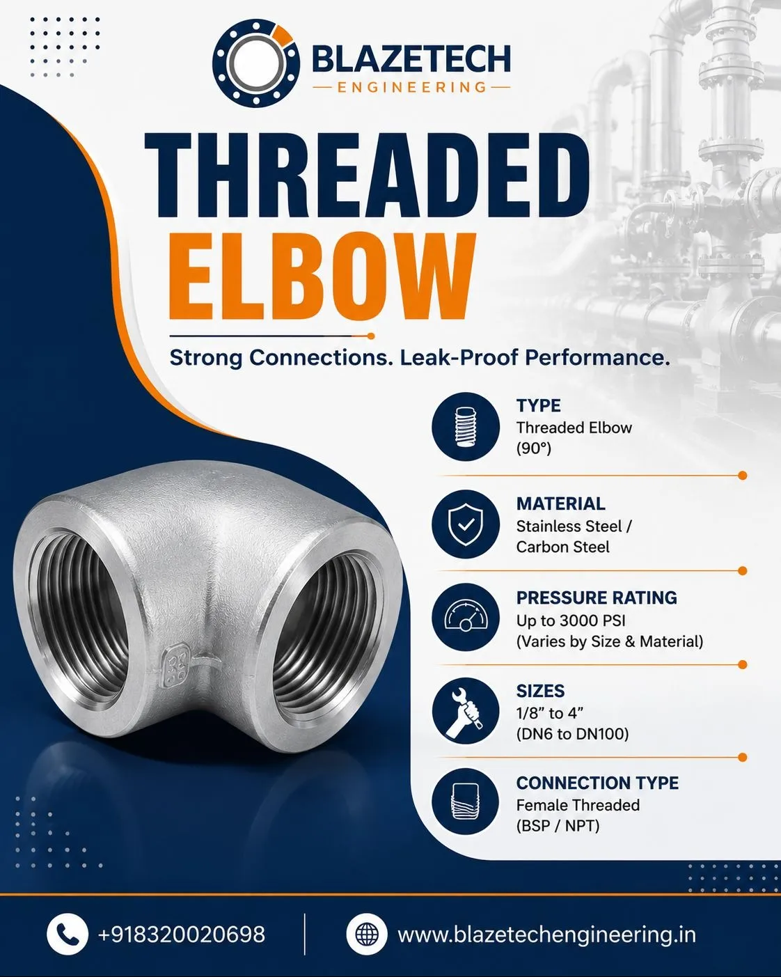 Threaded Pipe Elbow Manufacturer in India.