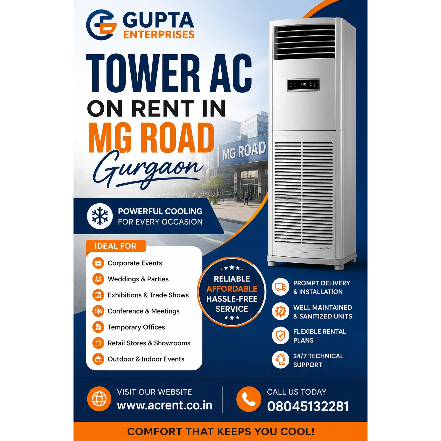 Tower AC on Rent in MG Road Gurgaon | Gupta Enterprises