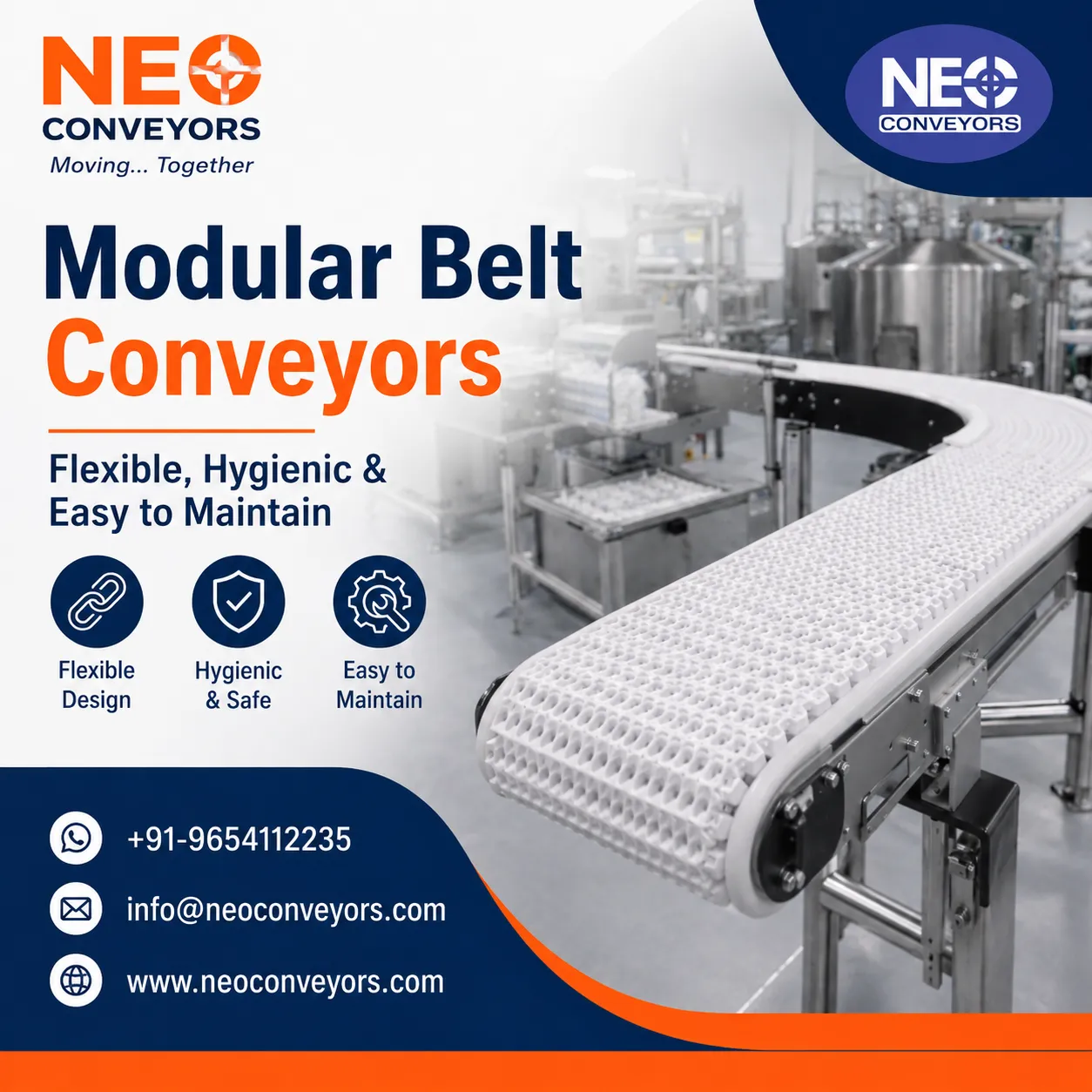 Modular Belt Conveyors - Flexible, Hygienic & Easy to Maintain | Neo Conveyors