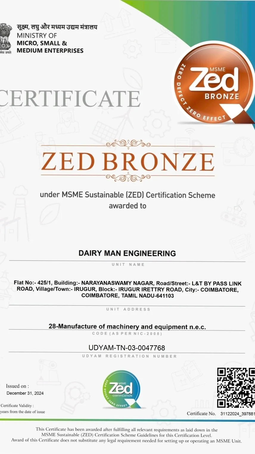 Dairy equipment manufacturer in Coimbatore