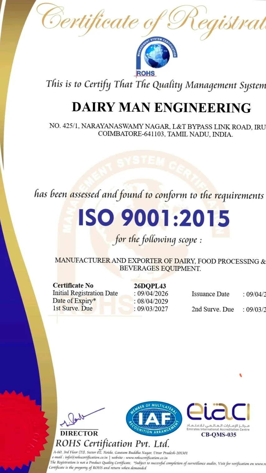 Dairy equipment manufacturer in Coimbatore