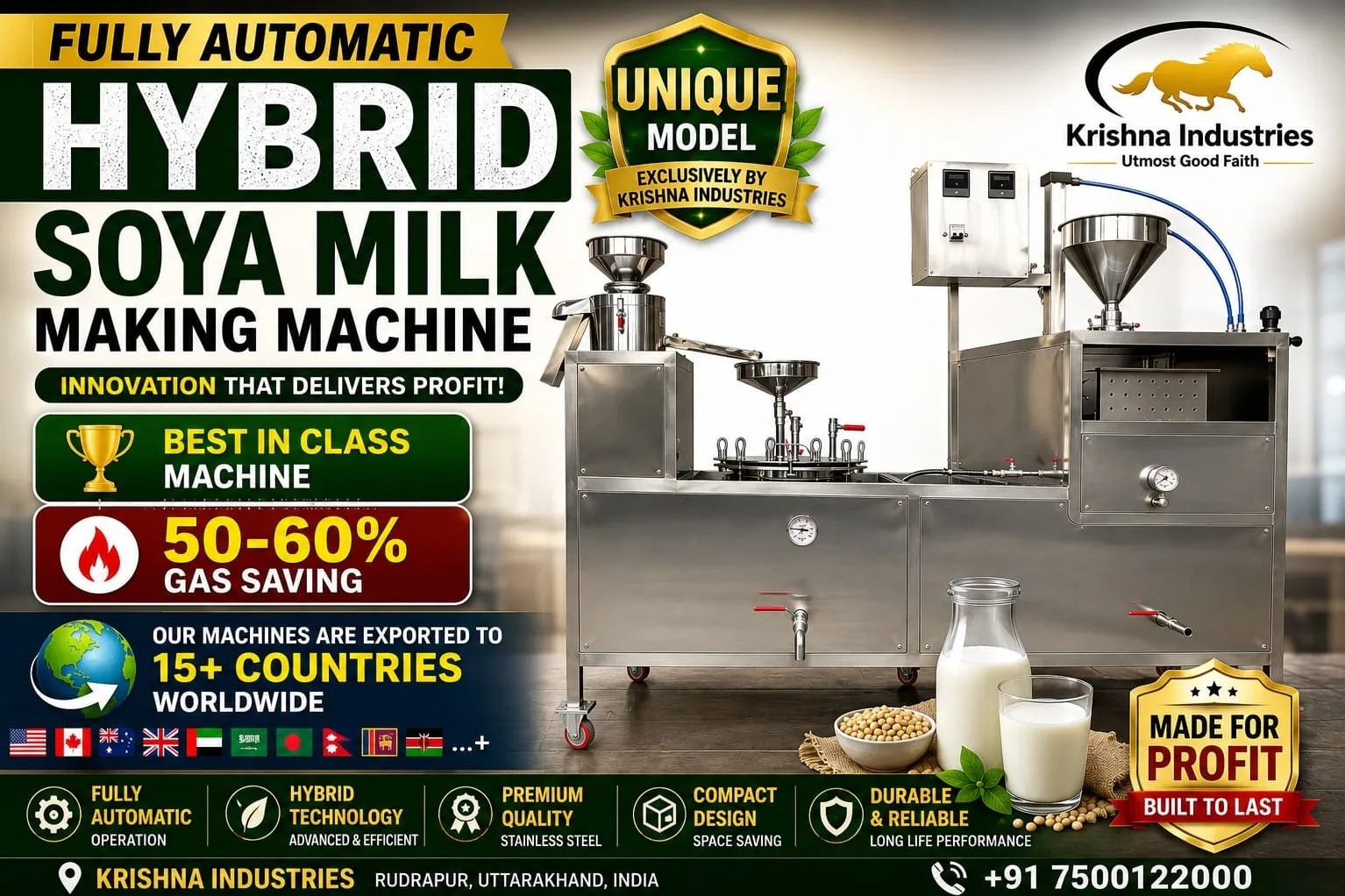 Hybrid Fully Automatic Soya Milk Making Machine