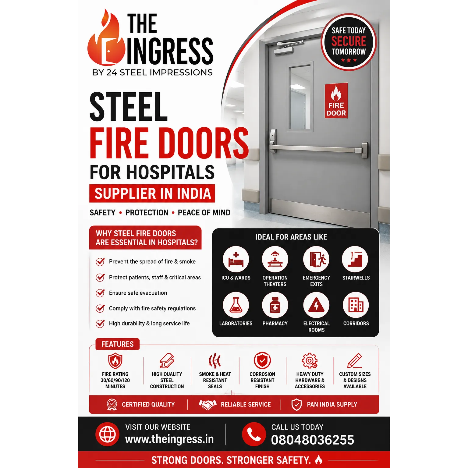Steel Fire Doors for Hospitals Supplier in India | THE INGRESS