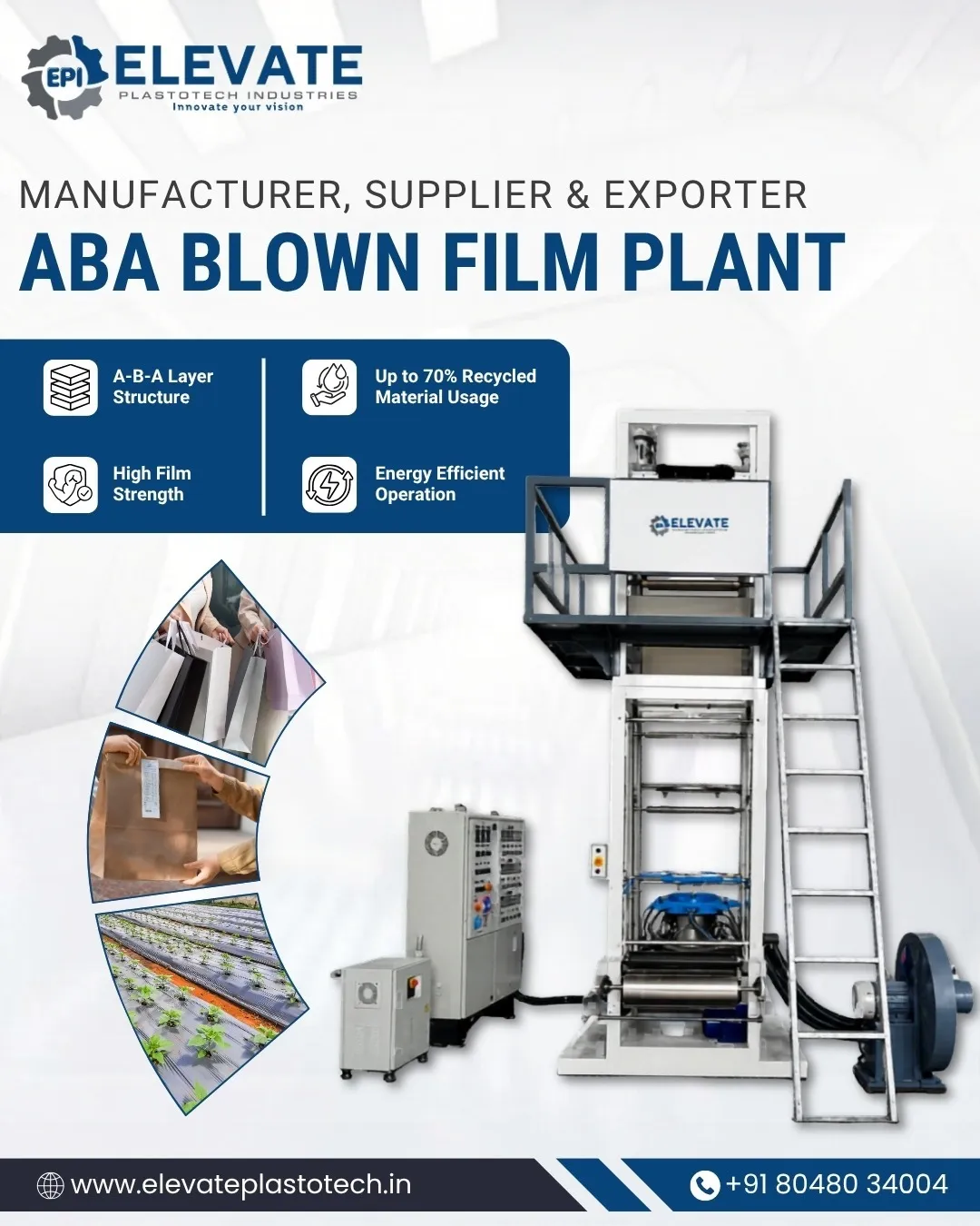 ABA Blown Film Plant Manufacturer in Ahmedabad | Elevate Plastotech Industries