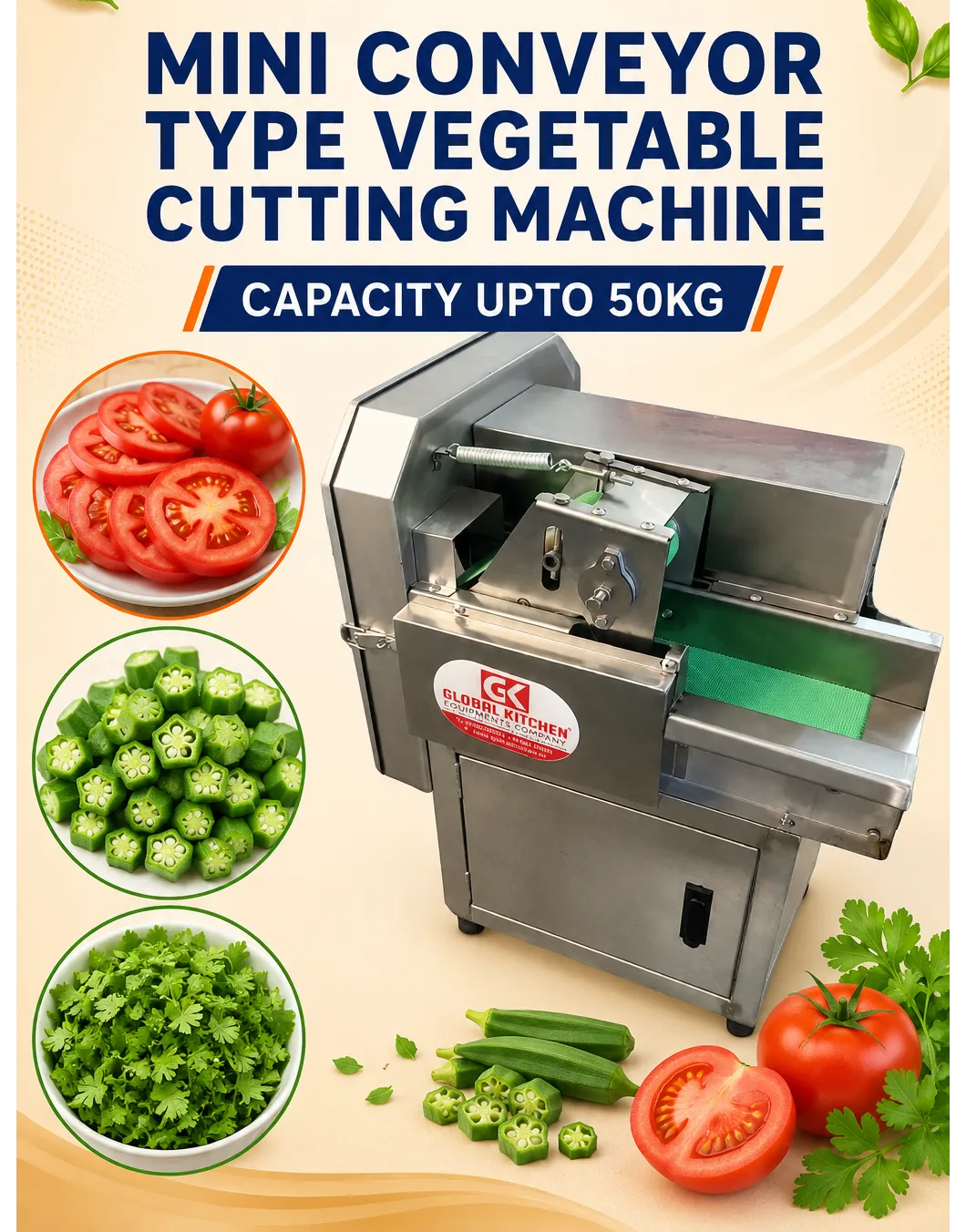 Mini Conveyor Type Vegetable Cutting Machine in Coimbatore