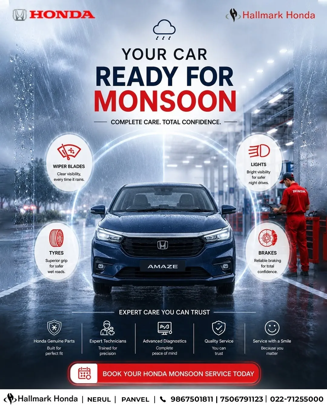 Honda Monsoon Service Camp – Hallmark Honda, Shiravane | Navi Mumbai
Is Your Honda Ready for the Mo...