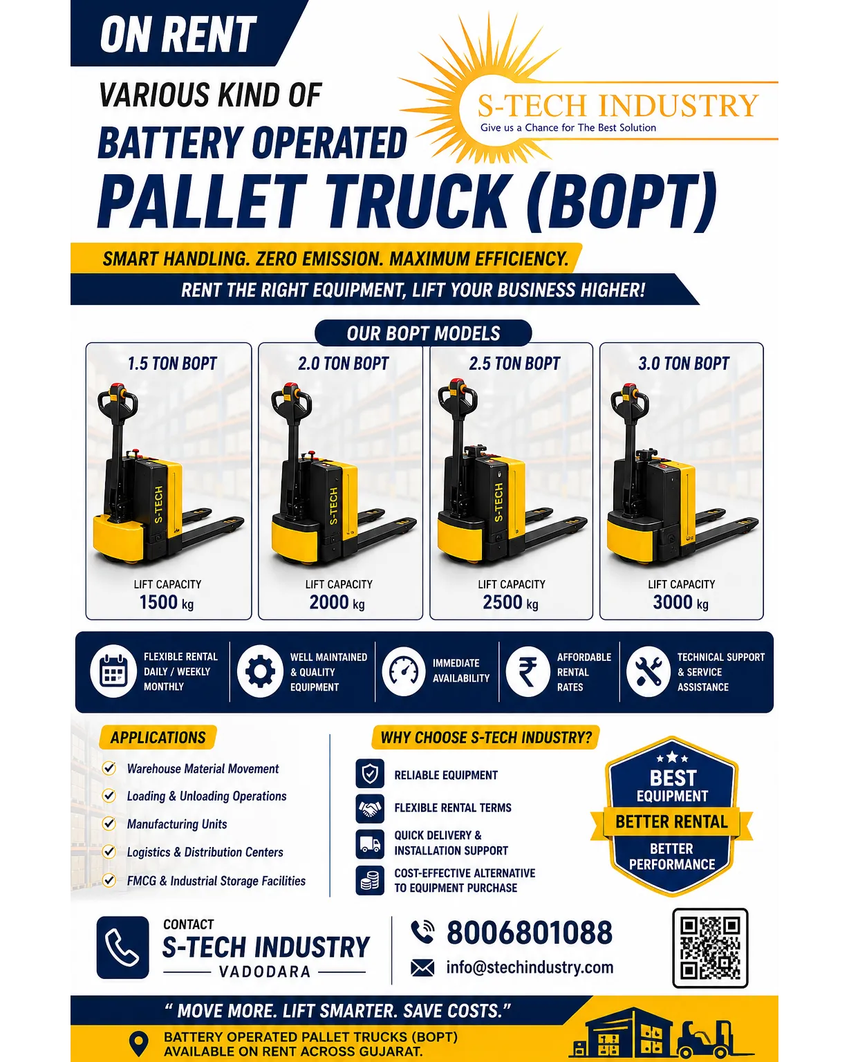 BATTERY OPERATED PALLET TRUCK (BOPT) ON RENT
