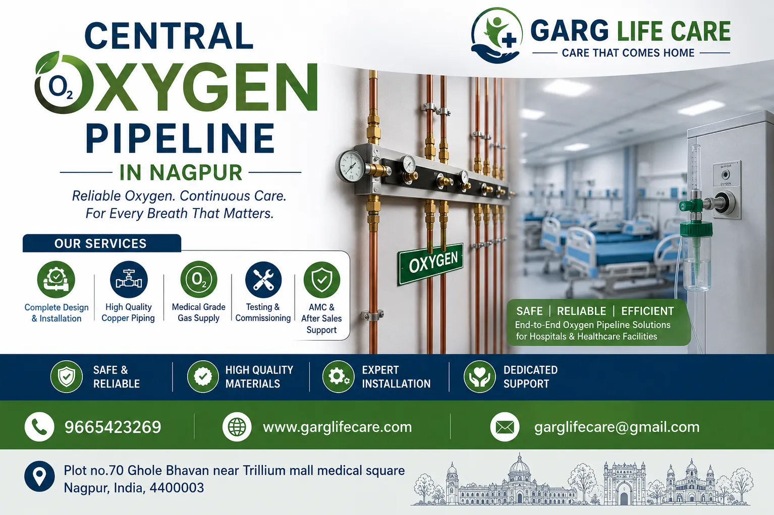 Oxygen Pipeline System for Hospitals – Garg Life Care, Nagpur