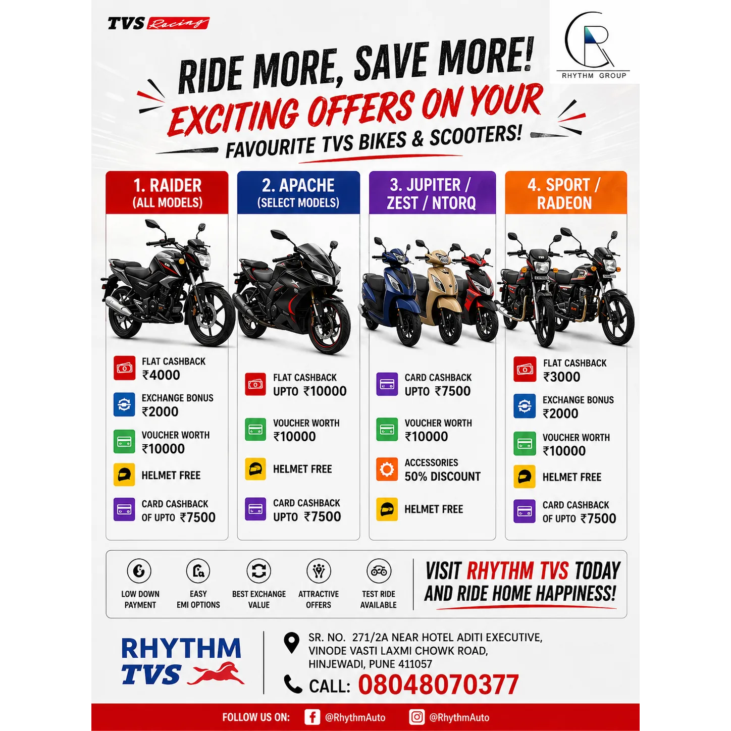 1. Raider (All models)
Flat cashback 4000
Exchange bonus 2000
Voucher worth ...