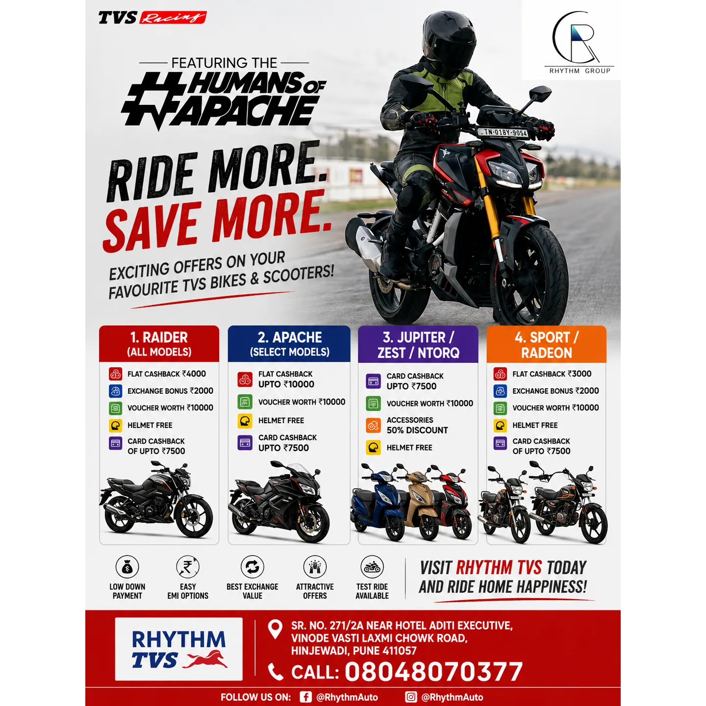 Ride More, Save More with Exciting Offers at Rhythm TVS Hinjewadi!
Looking for the best TVS bike an...