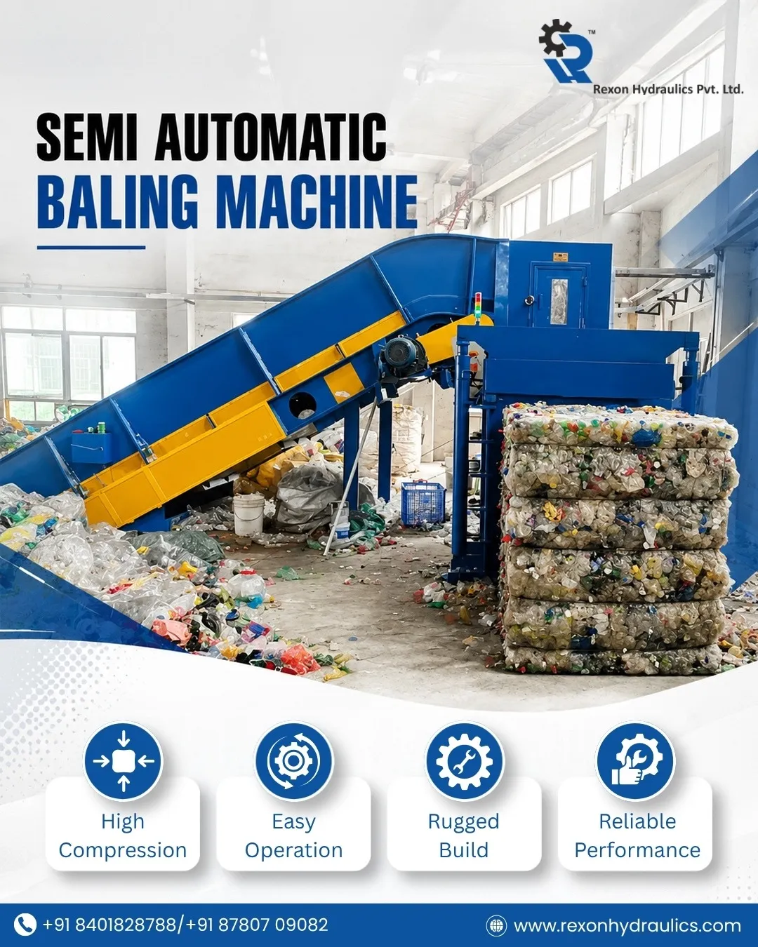 Semi-Automatic Baling Machine in Ahmedabad | Rexon Hydraulics Private Limited