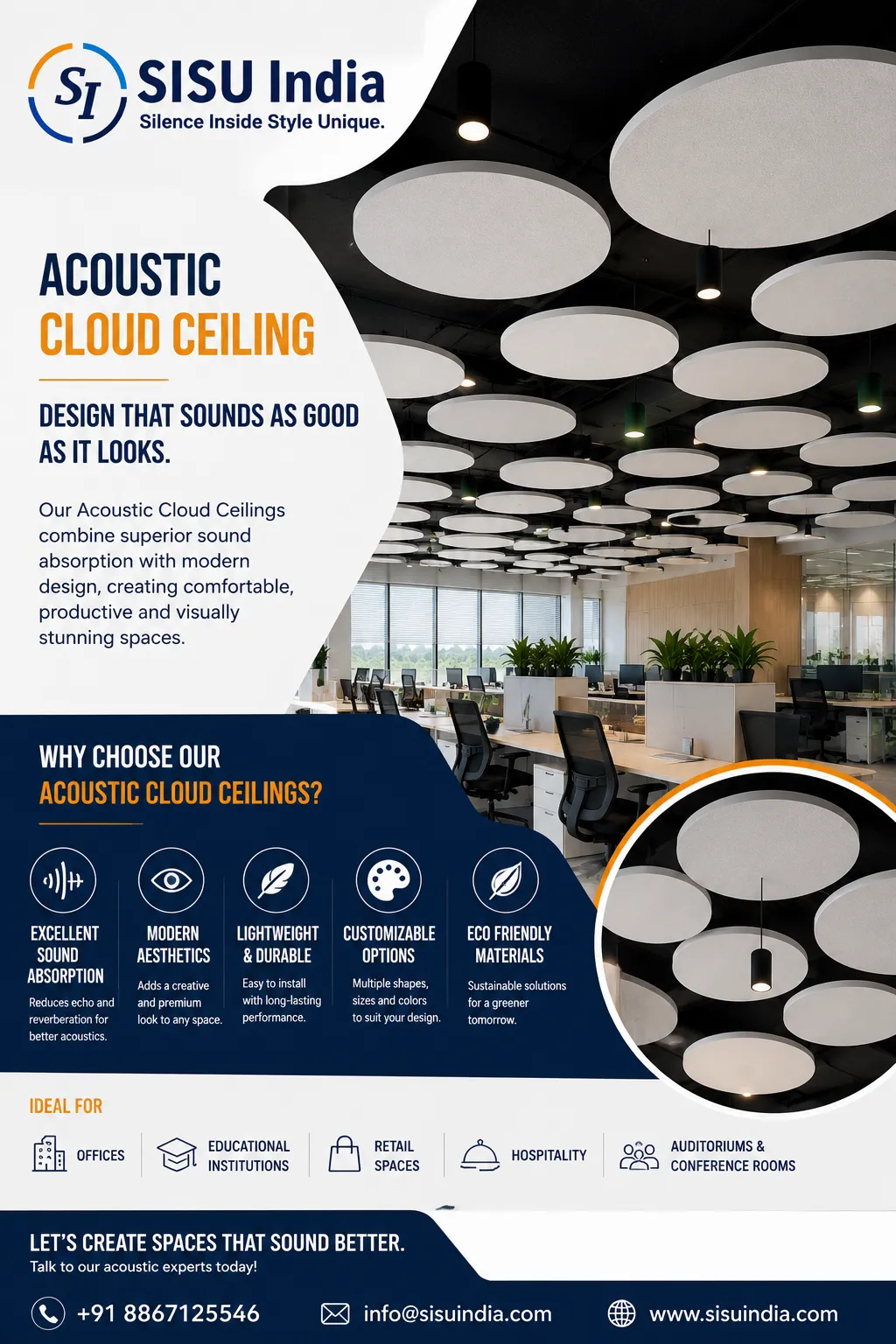 Acoustic Cloud Ceilings in Bangalore for Smarter and Quieter Interiors