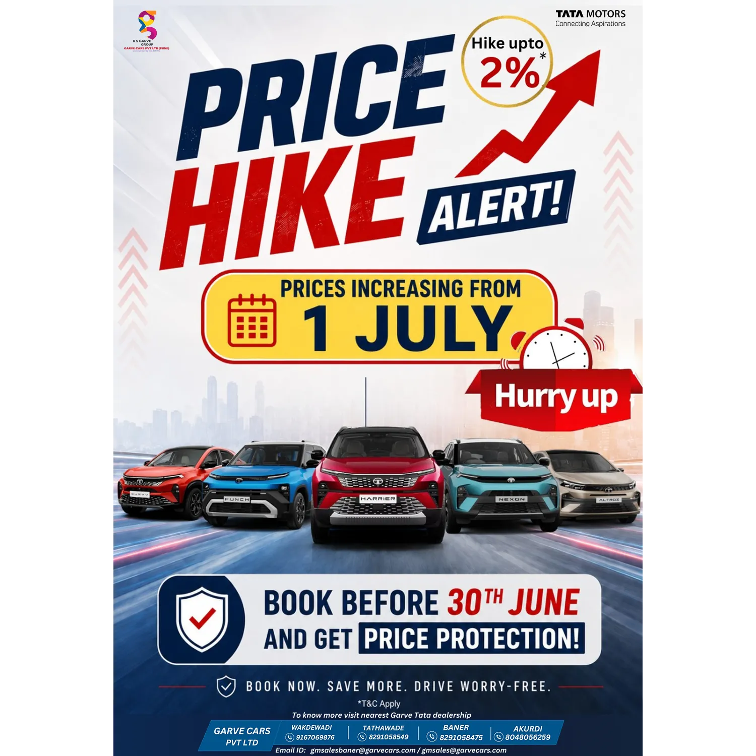 ⚠️ PRICE HIKE ALERT! ⚠️
Planning to bring home your favorite Tata SUV or hatchback? The time to act...