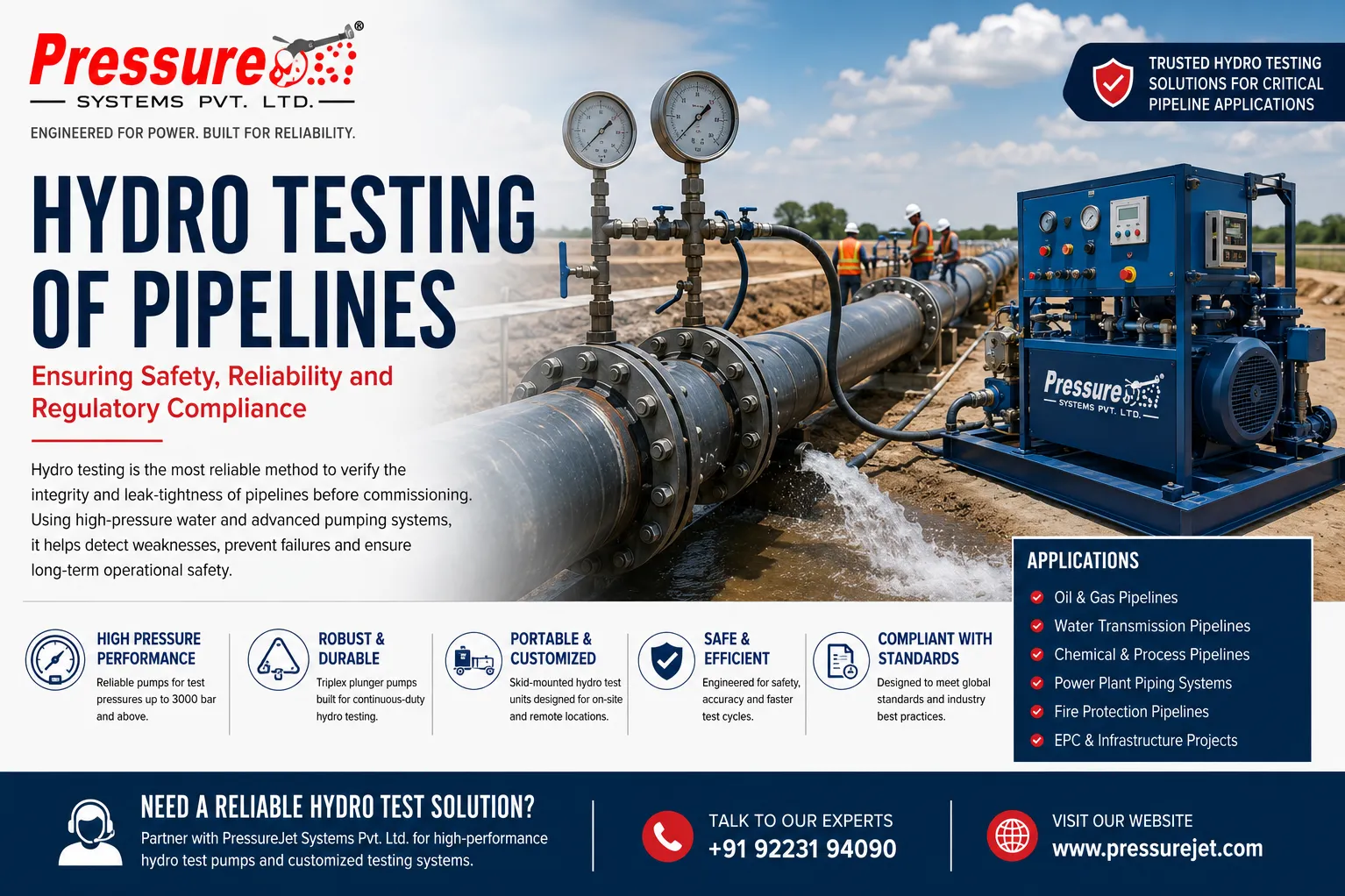 Hydro Testing of Pipelines: Ensuring Safety, Reliability, and Regulatory Compliance