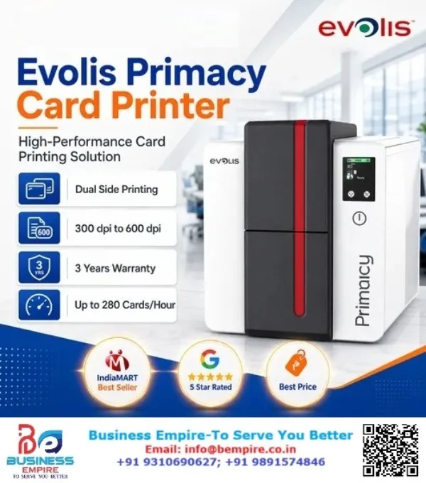 Evolis Primacy ID Card Printer and Ribbon YMCKO in Delhi NCR Gurugram Noida Okhla Faridabad