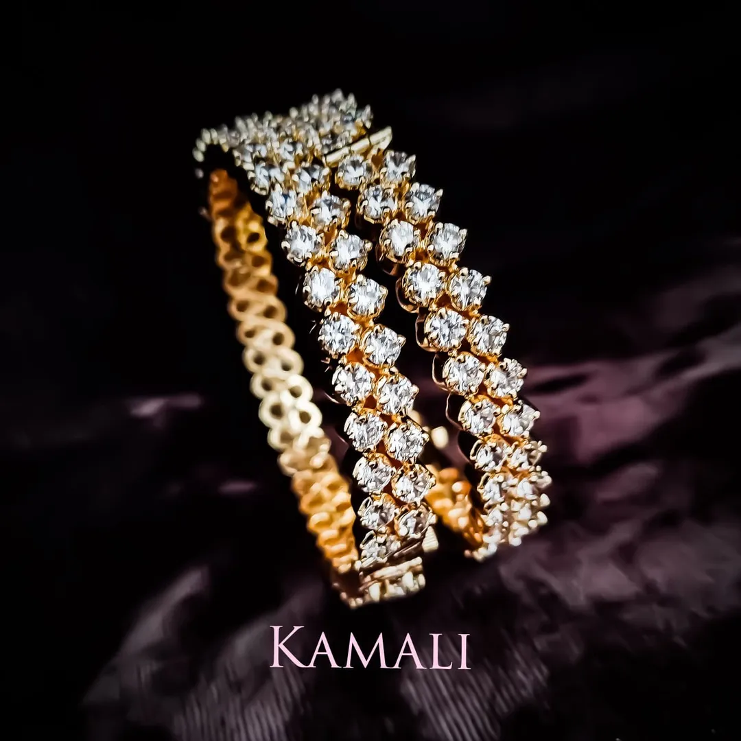 AD White Stone Screw Bangles - Hand Crafted Traditional Jewellery - Kamali 9944116790
For full imag...