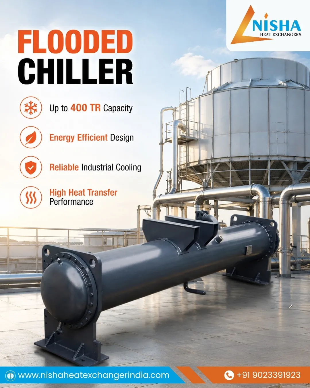 Flooded Chiller Manufacturer in Ahmedabad | Nisha Heat Exchanger