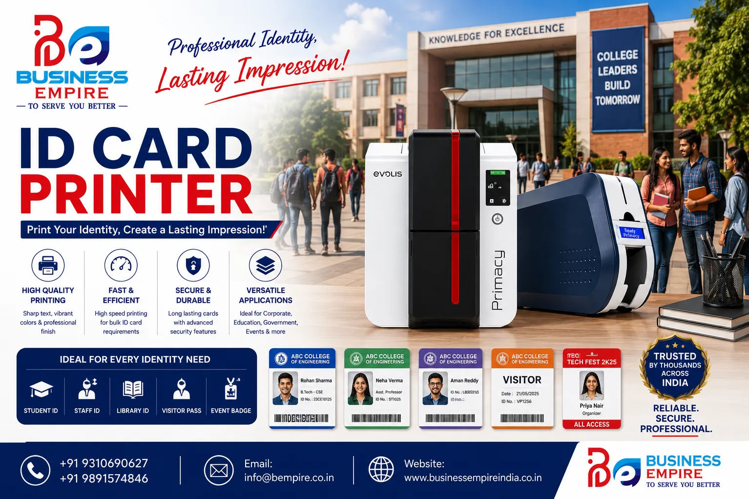 Evolis, IDP SMART & Solid 510 PVC ID Card Printers | Ribbon & PVC Card Exporter from India