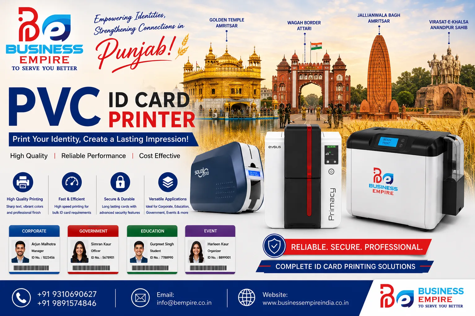 Evolis, IDP SMART & Solid 510 PVC ID Card Printers and Ribbons Supplier in Punjab | Dealer Supplier