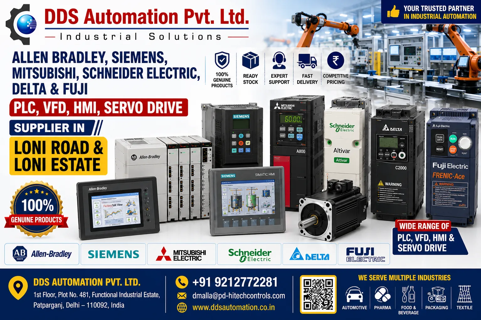 PLC, VFD, HMI & Servo Drive Supplier in Loni Road & Loni Estate
