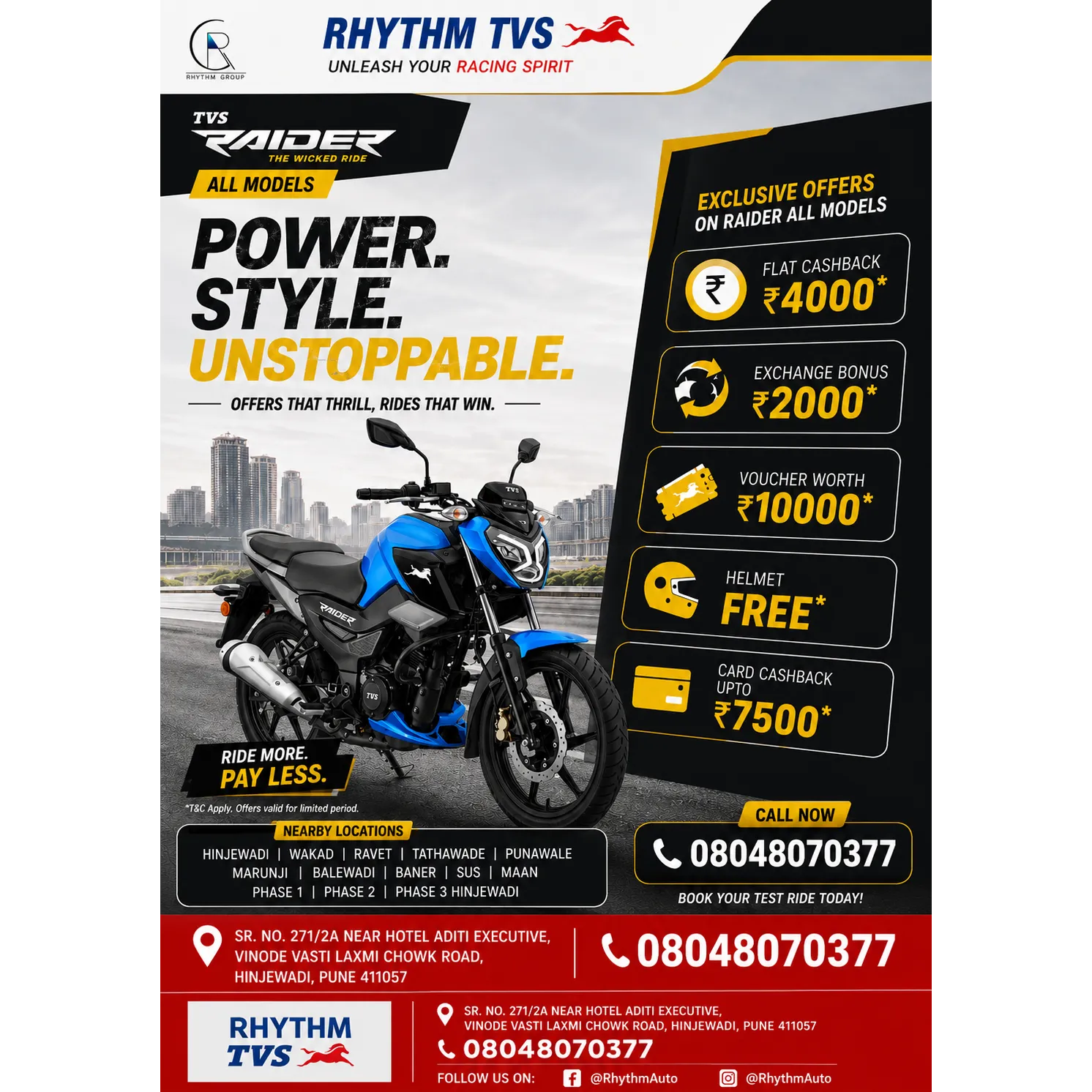**Experience the TVS Ronin at Rhythm TVS, Hinjewadi Pune**
Looking for the stylish and powerful TVS...