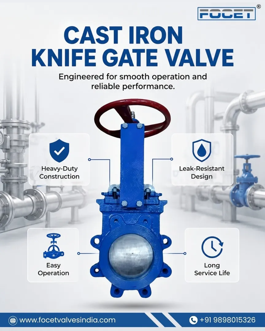 Cast Iron Knife Gate Valve Manufacturer in Ahmedabad | Focet Valves