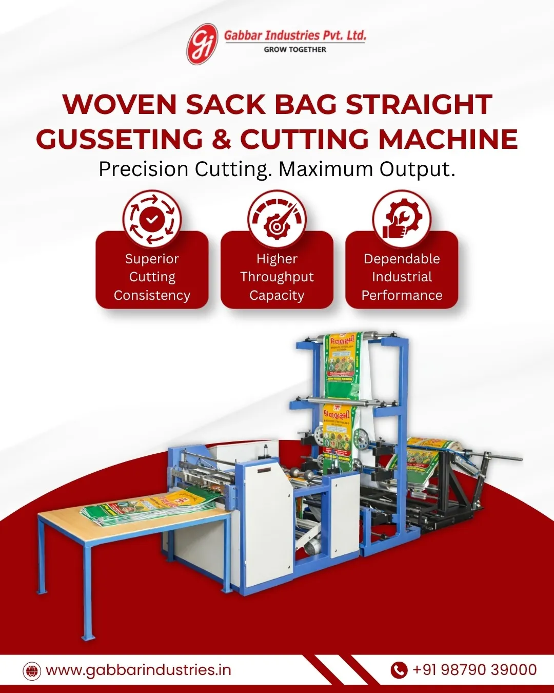 Woven Sack Bag Straight Gusseting & Cutting Machine in Ahmedabad | Gabbar Industries