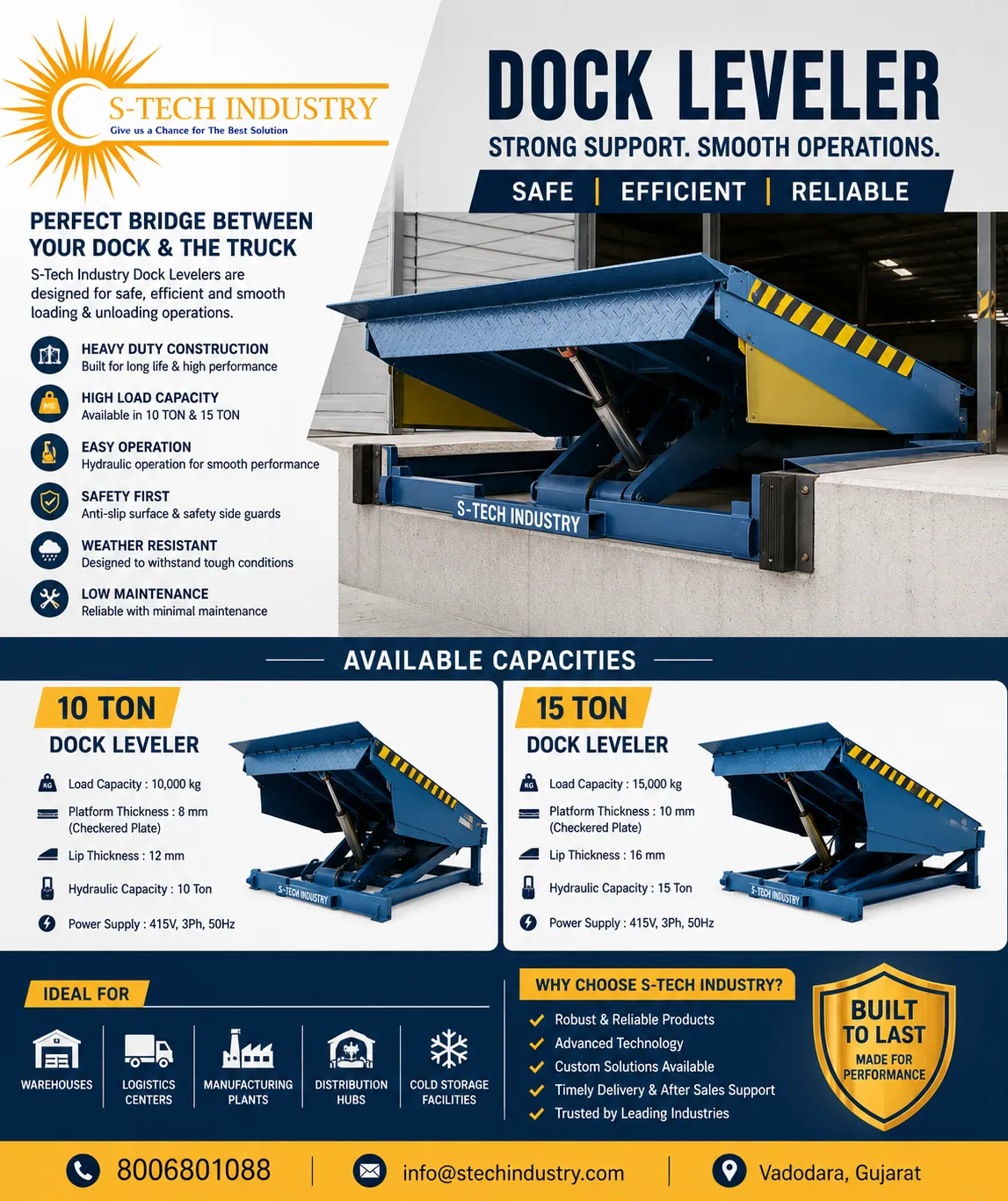 Standard Features
✔ Heavy-Duty IS 2062 Steel Construction
✔ Hydraulic Push Button Operation
✔ Anti-...