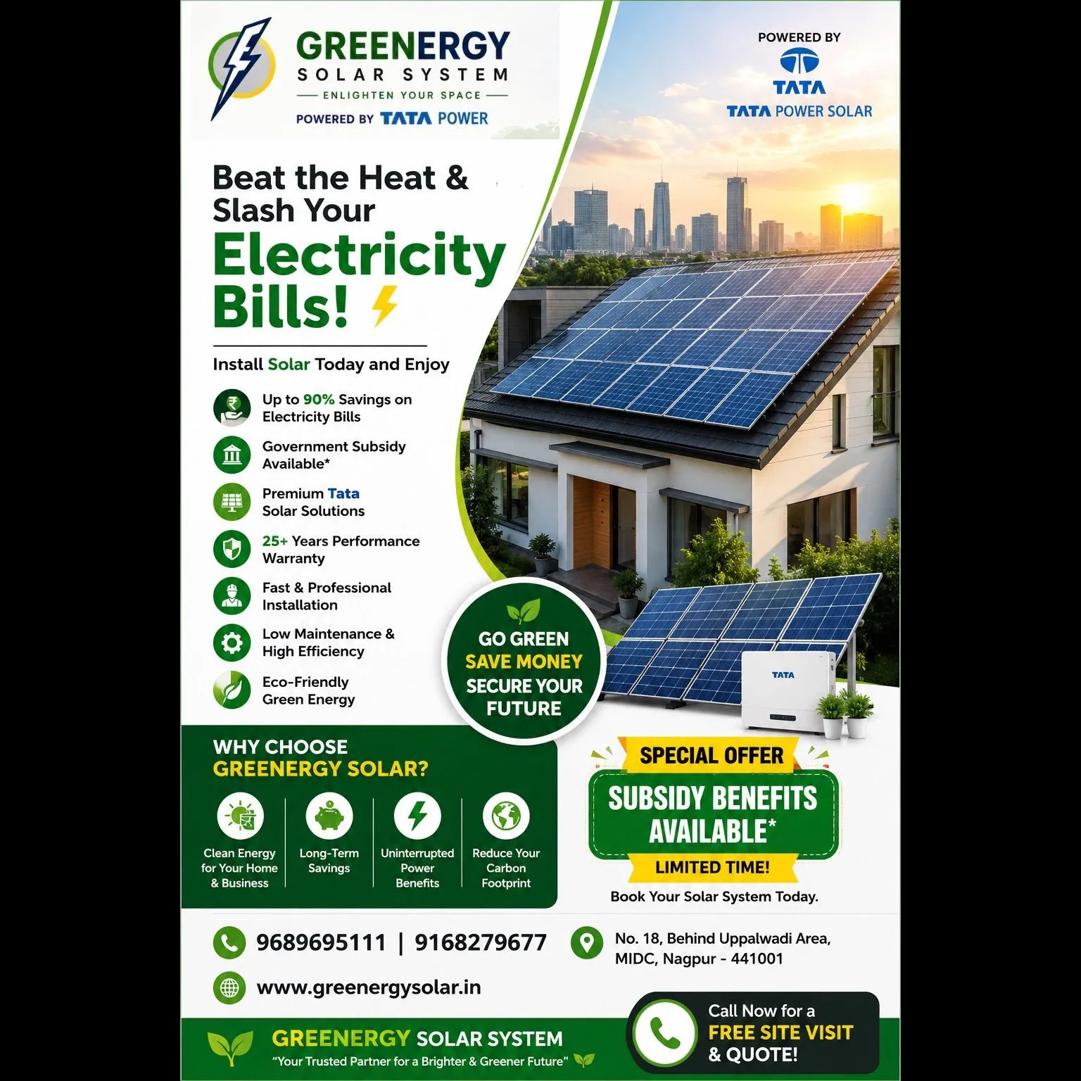 Tired of rising electricity bills?
Switch to solar with Greenergy Solar System and start saving tod...