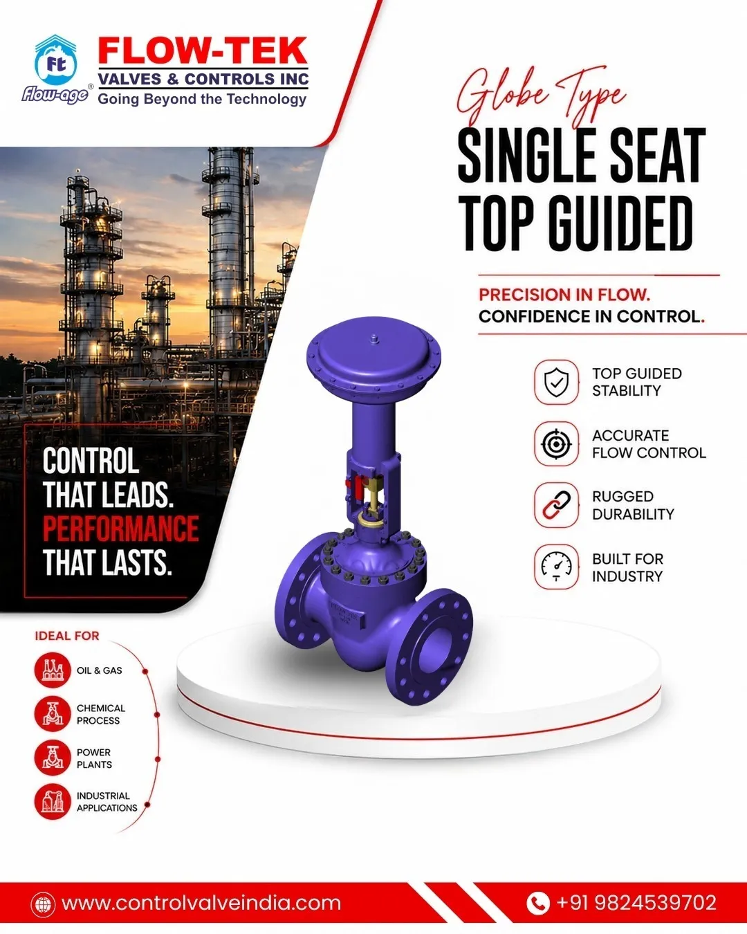 Globe Type Single Seat Top Guided Control Valve Manufacturer from Ahmedabad