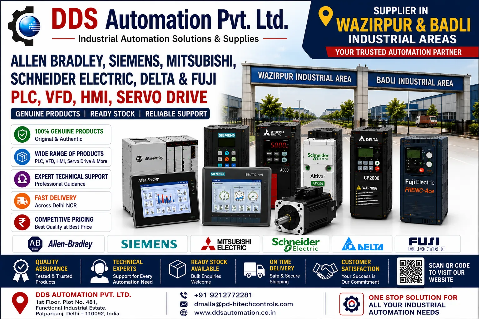 PLC, VFD, HMI & Servo Drive Supplier in Wazirpur & Badli Industrial Areas
