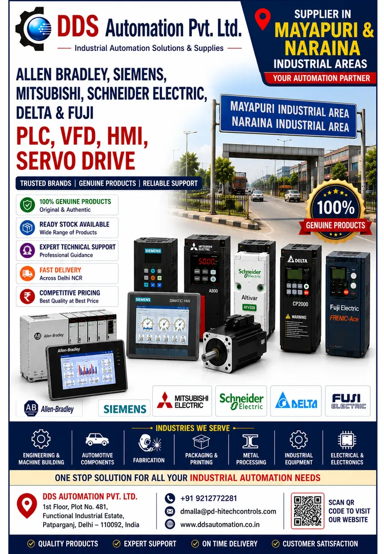 PLC, VFD, HMI & Servo Drive Supplier in Mayapuri & Naraina Industrial Areas .