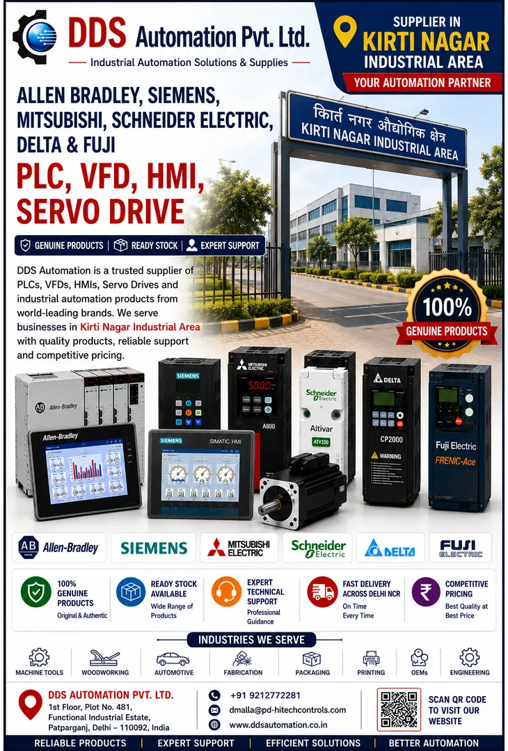 PLC, VFD, HMI & Servo Drive Supplier in Kirti Nagar Industrial Area