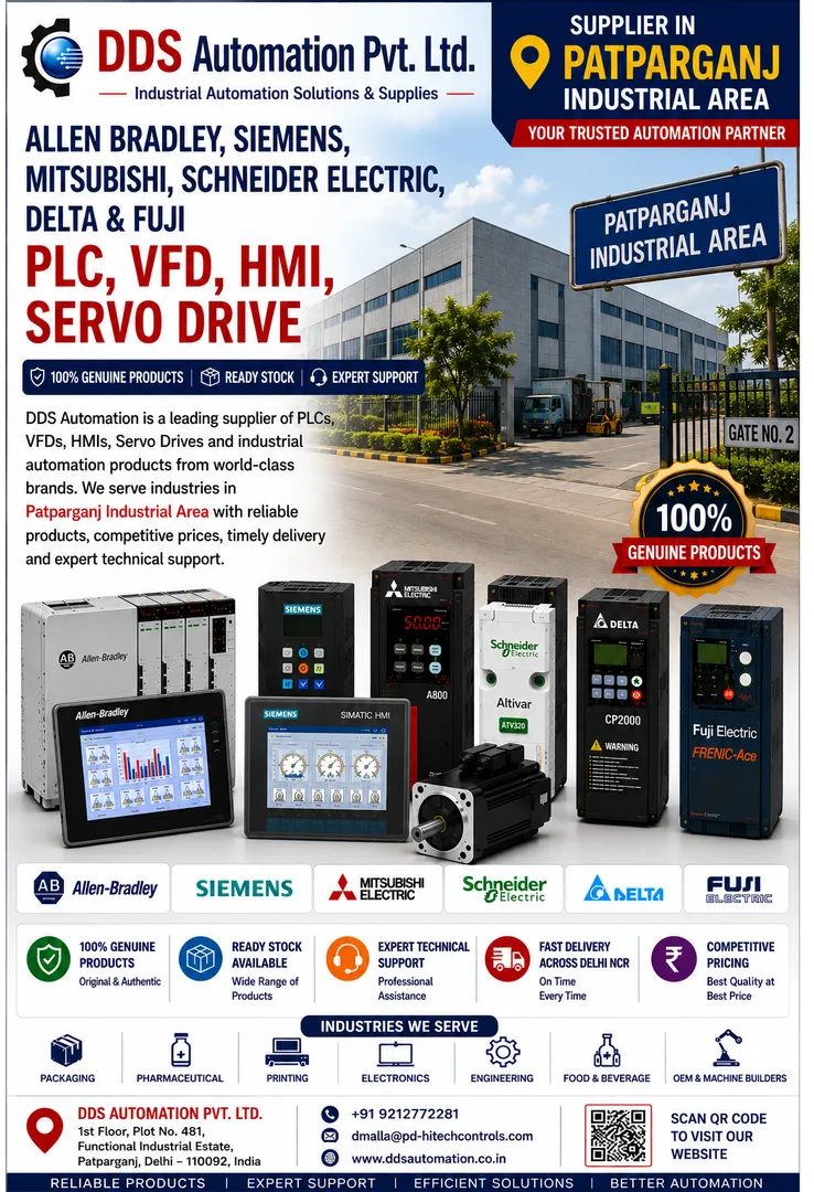 Allen Bradley PLC, VFD, HMI & Servo Drive Supplier in Patparganj Industrial Area