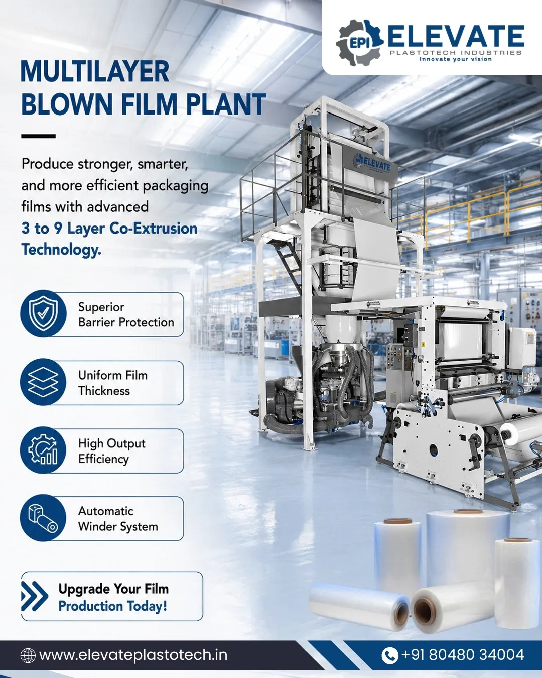 Multilayer Blown Film Plant Machine Exporter in Ahmedabad | ELEVATE PLASTOTECH INDUSTRIES