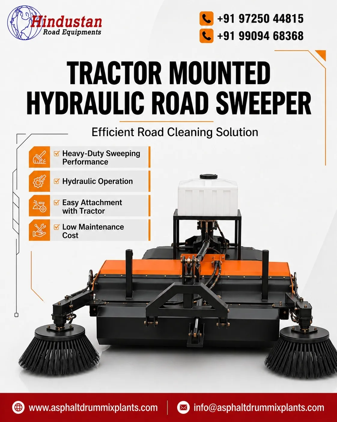 Tractor Mounted Hydraulic Road Sweeper manufacturer in india