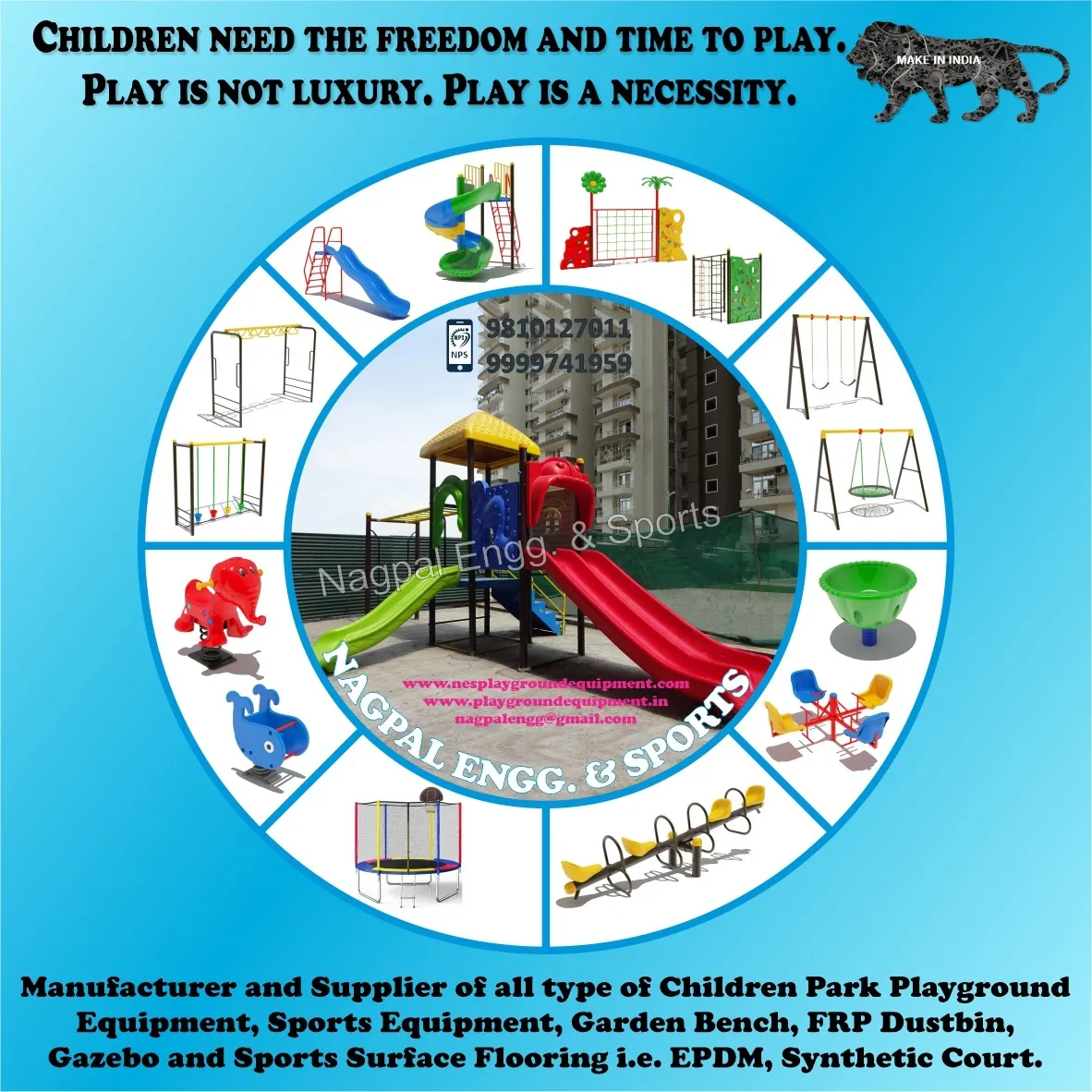 Multiplay System and Playground Swing Manufacturer in Faridabad, Haryana, India.