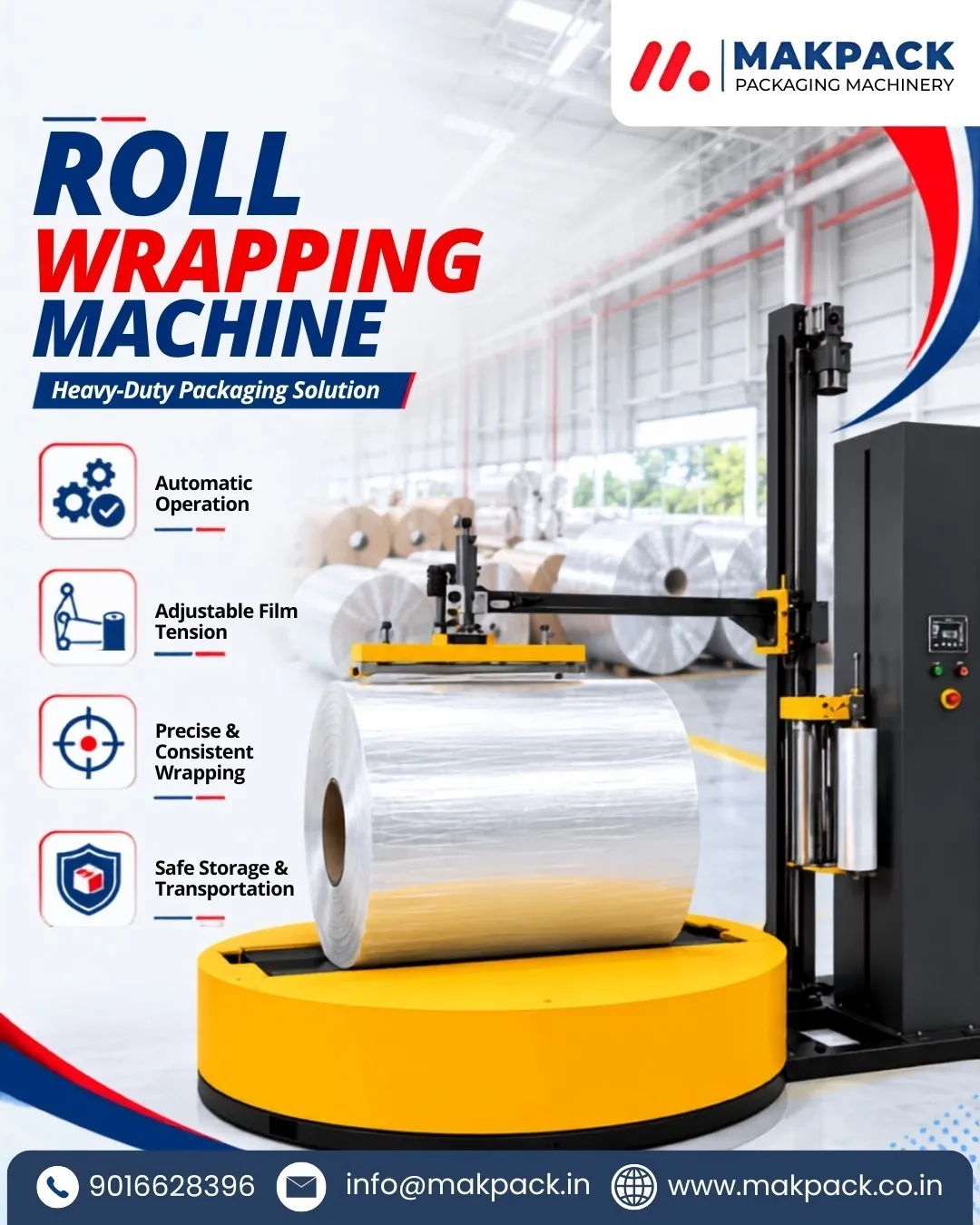 Best Roll Wrapping Machine Exporter in Ahmedabad | MAK PACK MACHINERY