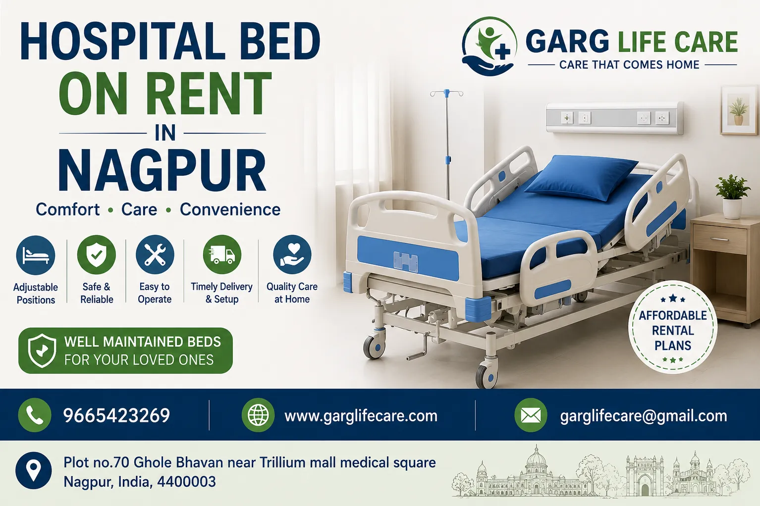 π₯ Hospital Bed on Rent in Nagpur β Garg Life Care