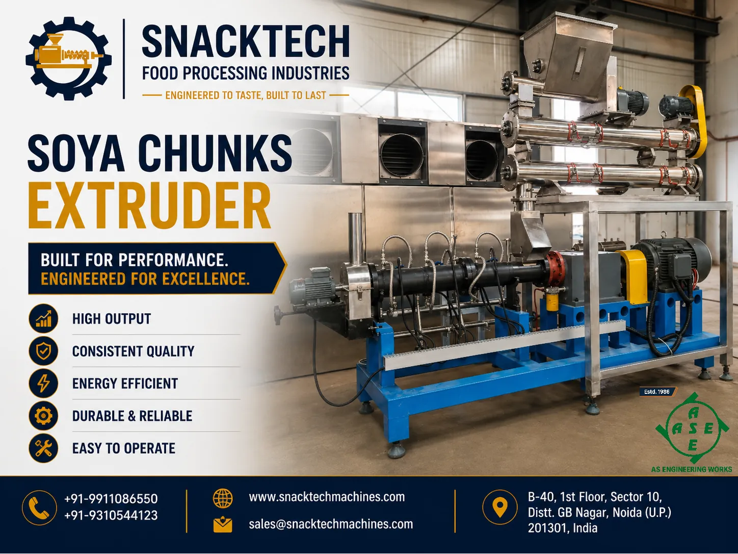 Soya Chunks Extruder Machine Manufacturer In Noida