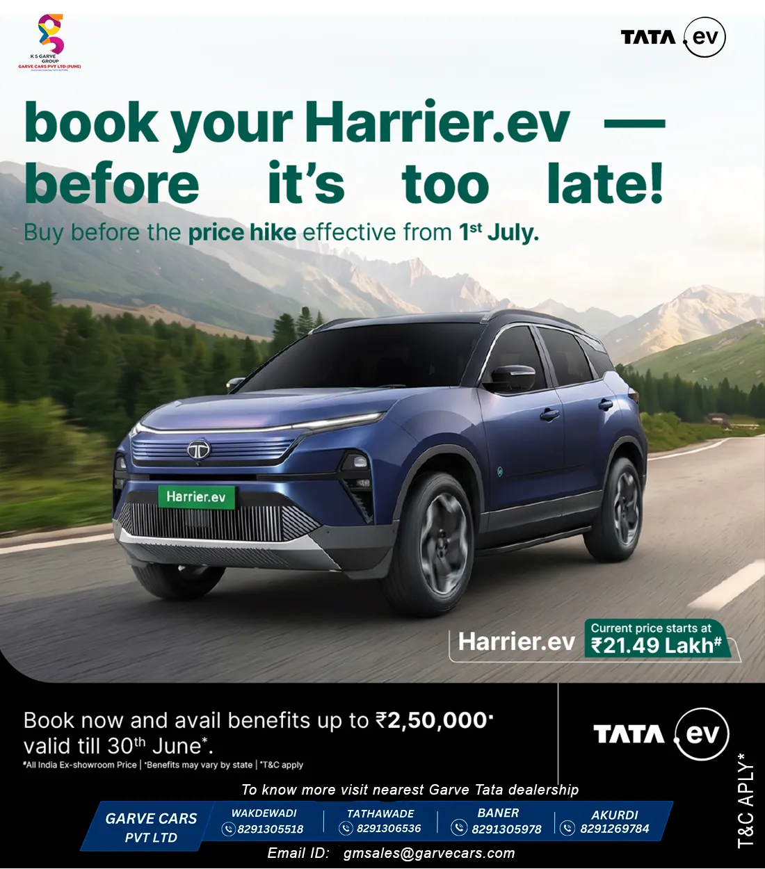 Don't miss out! Book your Harrier.ev now before the price hike on July 1st!
Check out the image "HA...