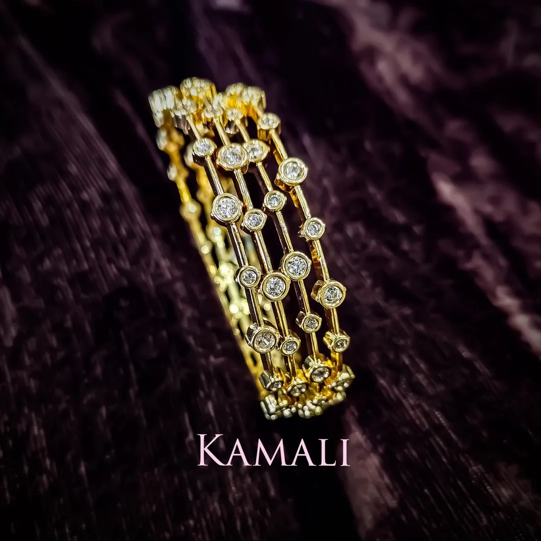 1gm Gold Plated Impon Bangles with Semiprecious Ruby, Emeralds and Zirconia stones-KAMALI 9944116790...